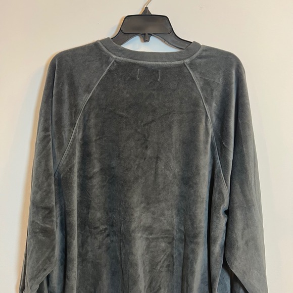 Aerie Womens Charcoal Velour Oversized Sweatshirt Long Sleeve Crew Neck Cozy Top - Picture 5 of 9